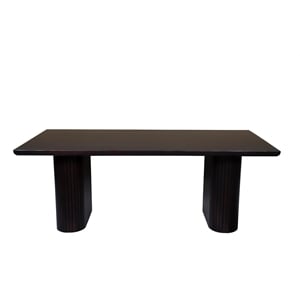 Rectangular Solid Wood Dining Table on Double Pedestal Base in Dark Brown