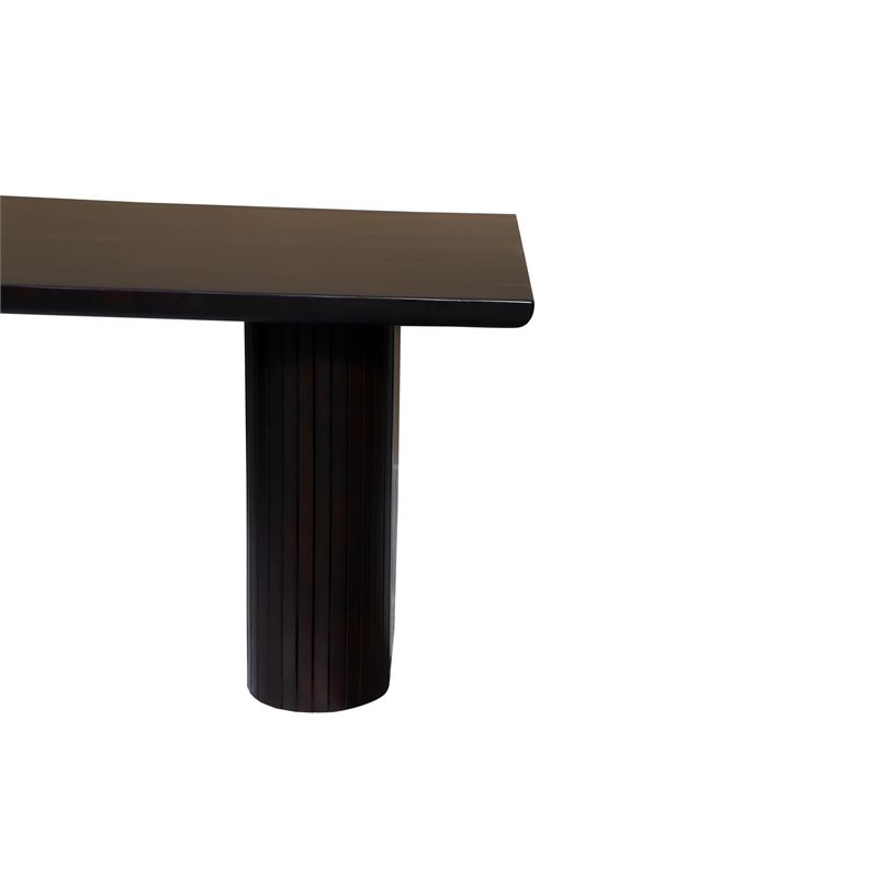 Rectangular Solid Wood Dining Table on Double Pedestal Base in Dark Brown