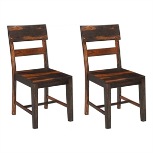 Warren Set of 2 Dark Brown Solid Wood Dining Chairs with Ladder Back