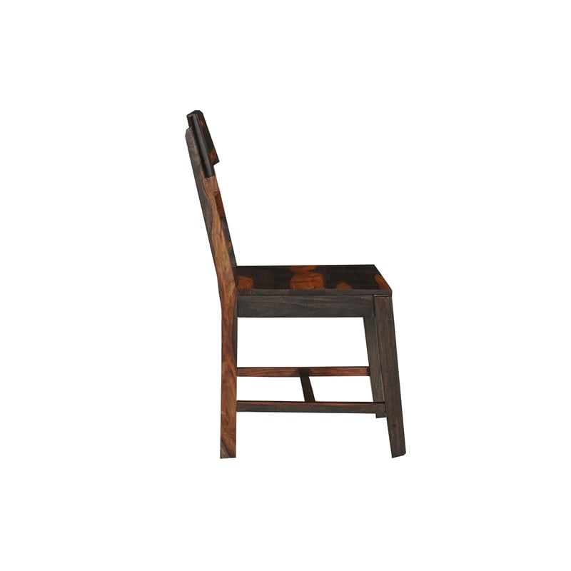 Dark Brown Solid Wood and Metal 7-Piece Dining Set with Table and Chairs