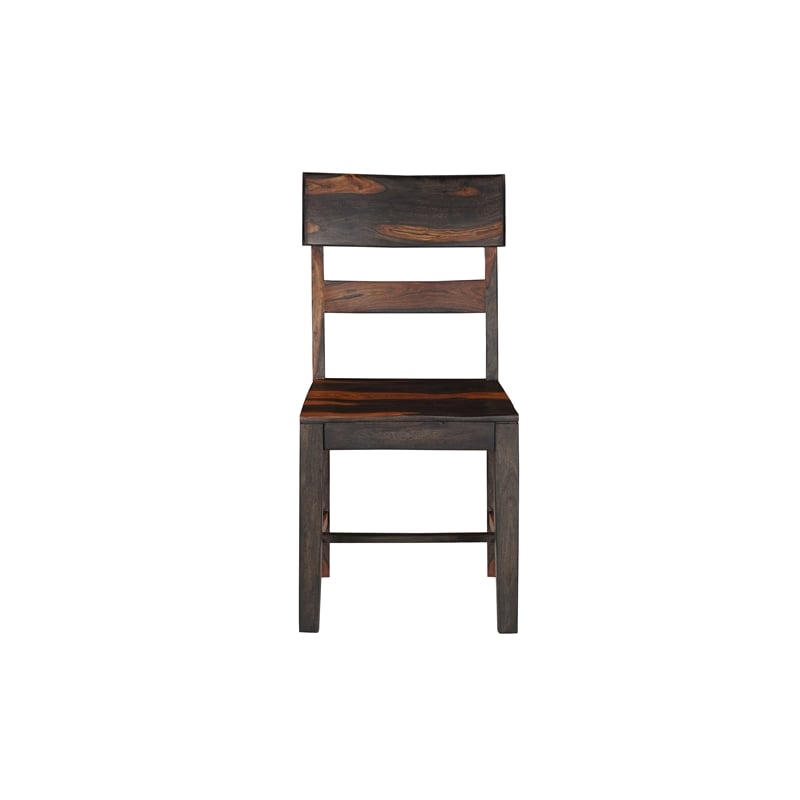 Dark Brown Solid Wood 7-Piece Dining Set with Live Edge Table and Chairs