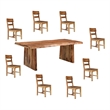 Brown Solid Wood 9-Piece Dining Set with Live Edge Table and Chairs