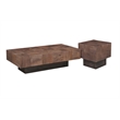 2-Piece Solid Wood Coffee and End Table Set Dark Brown Mango Wood