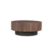 2-Piece Solid Wood Living Room Set Round Coffee and End Tables Dark Brown