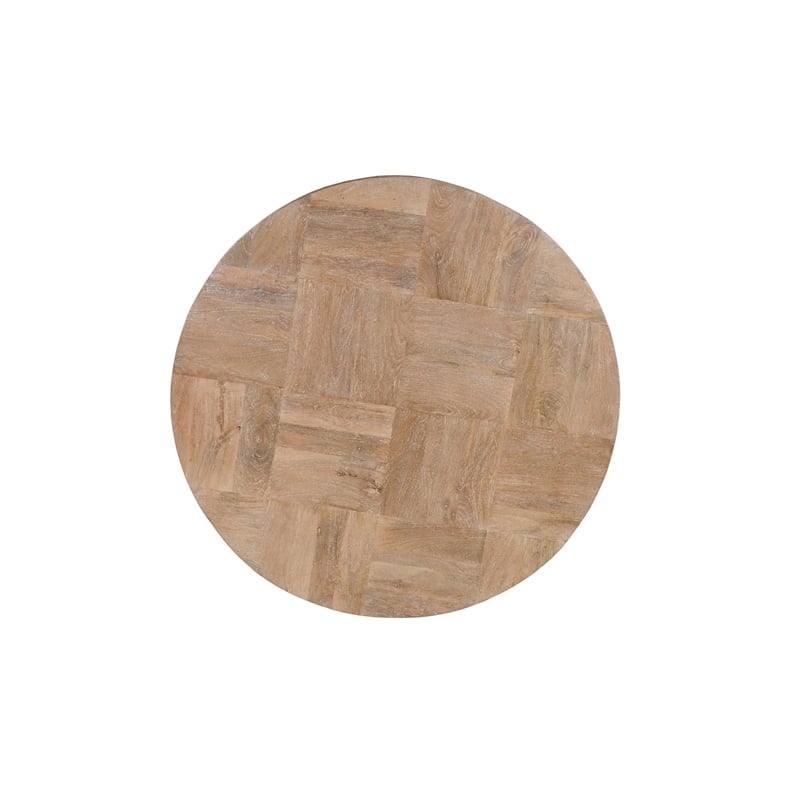 2-Piece Solid Wood Living Room Set Round Coffee and End Tables Brown