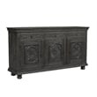 Carved Mango Wood Sideboard with 3 Drawers & Doors Weathered Black
