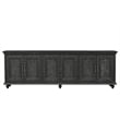 Handcrafted Solid Wood Sideboard with Floral Carvings and Six Doors