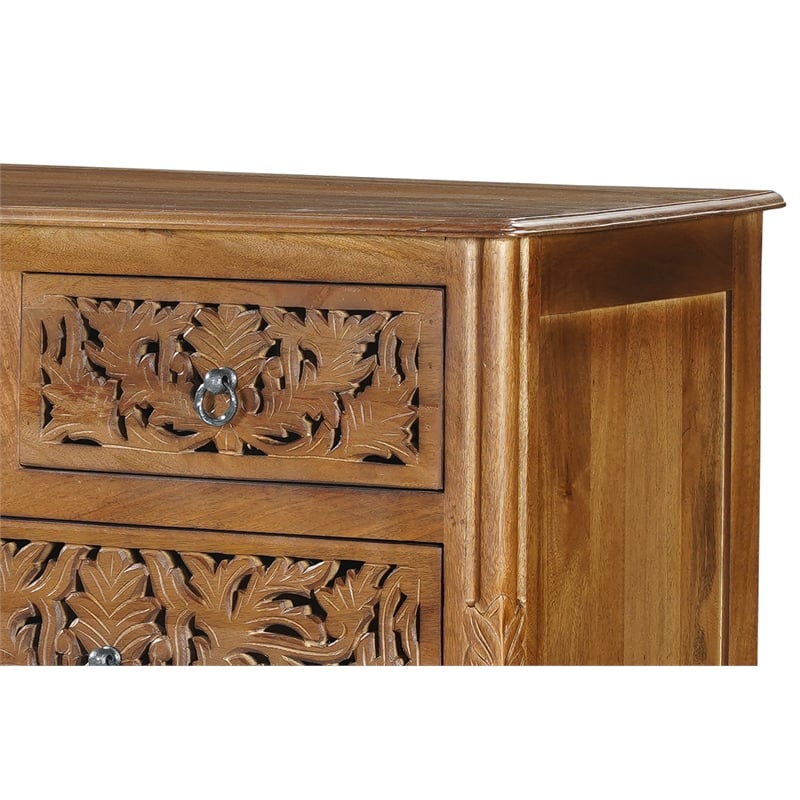Solid Mango Wood 7-Drawer Dresser 57 Inch Wide Brown Fully Assembled