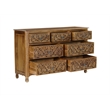 Solid Mango Wood 7-Drawer Dresser 57 Inch Wide Brown Fully Assembled