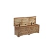 Solid Mango Wood Storage Ottoman with Carved Floral Front and Lift-Top