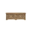Solid Mango Wood Storage Ottoman with Carved Floral Front and Lift-Top