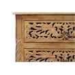 Solid Wood 3-Drawer Carved Nightstand with Brass Ring Pulls Weathered Finish