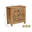 Solid Wood 3-Drawer Carved Nightstand with Brass Ring Pulls Weathered Finish