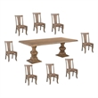 Lawrence Traditional 9-Piece Brown Solid Wood Dining Set with Pedestal Table