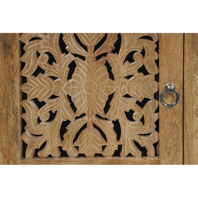 Monte Brown Solid Wood Nightstand with Drawer and Cabinet Fully Assembled