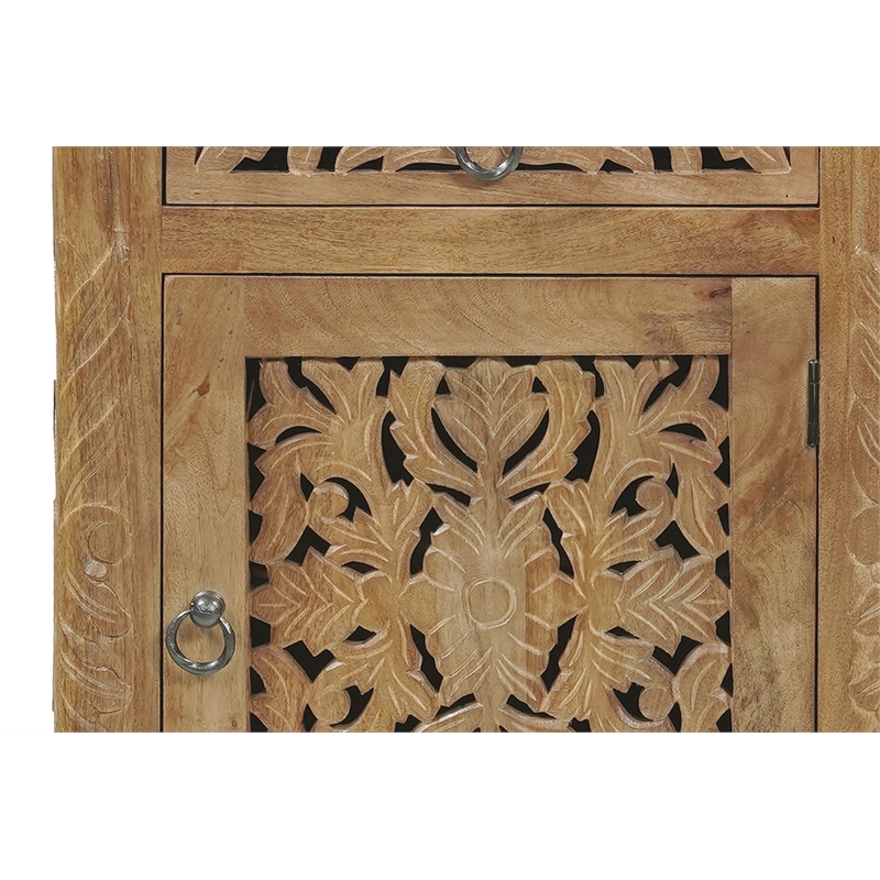 Monte Brown Solid Wood Nightstand with Drawer and Cabinet Fully Assembled