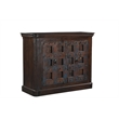 Dark Brown Carved Lattice 2-Door Solid Wood Sideboard Storage Cabinet