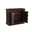 Dark Brown Carved Lattice 2-Door Solid Wood Sideboard Storage Cabinet