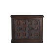 Dark Brown Carved Lattice 2-Door Solid Wood Sideboard Storage Cabinet
