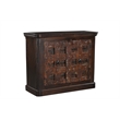 Dark Brown Carved Lattice 2-Door Solid Wood Sideboard Storage Cabinet