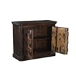 Dark Brown Carved Lattice 2-Door Solid Wood Sideboard Storage Cabinet