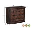 Dark Brown Carved Lattice 2-Door Solid Wood Sideboard Storage Cabinet