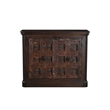 Dark Brown Carved Lattice 2-Door Solid Wood Sideboard Storage Cabinet