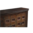 Dark Brown Carved Lattice 4-Door Solid Wood Sideboard Storage Cabinet