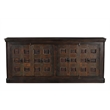 Dark Brown Carved Lattice 4-Door Solid Wood Sideboard Storage Cabinet