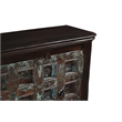 Dark Brown Carved Lattice 4-Door Solid Wood Sideboard Storage Cabinet