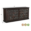 Dark Brown Carved Lattice 4-Door Solid Wood Sideboard Storage Cabinet