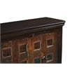 Dark Brown Carved Lattice 4-Door Solid Wood Sideboard Storage Cabinet