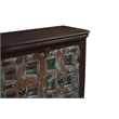Dark Brown Carved Lattice 4-Door Solid Wood Sideboard Storage Cabinet