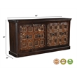 Dark Brown Carved Lattice 4-Door Solid Wood Sideboard Storage Cabinet