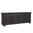 Monte Black Solid Wood Carved Sideboard Cabinet with Floral Details