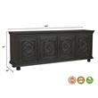 Monte Black Solid Wood Carved Sideboard Cabinet with Floral Details