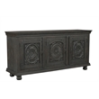 Monte Black Solid Wood Carved Sideboard Cabinet with Floral Details