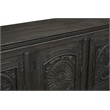 Monte Black Solid Wood Carved Sideboard Cabinet with Floral Details