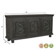 Monte Black Solid Wood Carved Sideboard Cabinet with Floral Details
