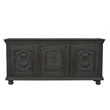 Monte Black Solid Wood Carved Sideboard Cabinet with Floral Details