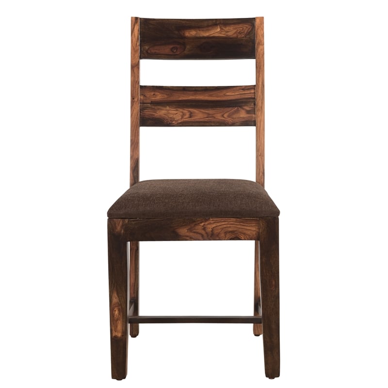 Darcy Dark Brown Live Edge Upholstered Solid Wood Sheesham 8-Piece Dining Set