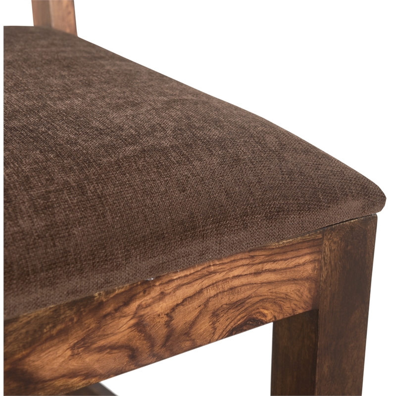 Darcy Brown Live Edge Upholstered Solid Wood Sheesham 8-Piece Dining Set