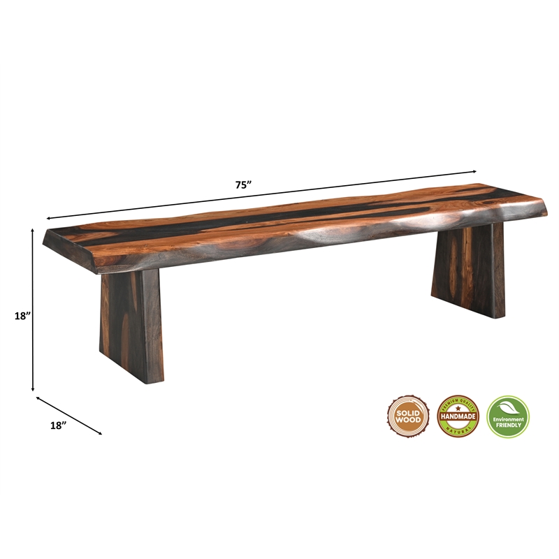 Darcy Brown Live Edge Upholstered Solid Wood Sheesham 6-Piece Dining Set