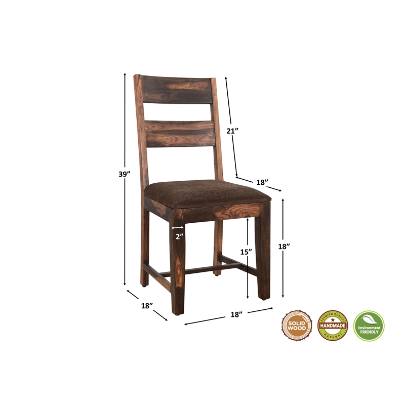 Darcy Brown Live Edge Upholstered Solid Wood Sheesham 6-Piece Dining Set