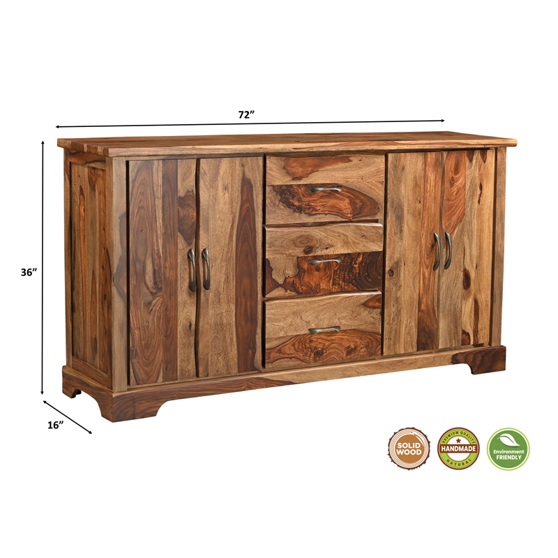 Darcy Brown Live Edge Upholstered Solid Wood Sheesham 8-Piece Dining Set