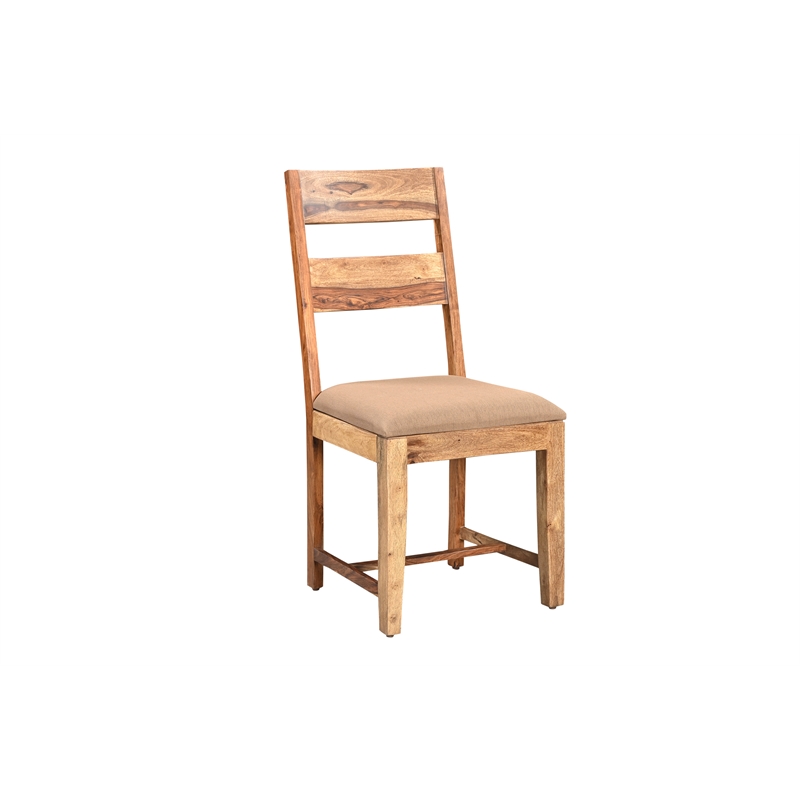 Darcy Brown Live Edge Upholstered Solid Wood Sheesham 8-Piece Dining Set