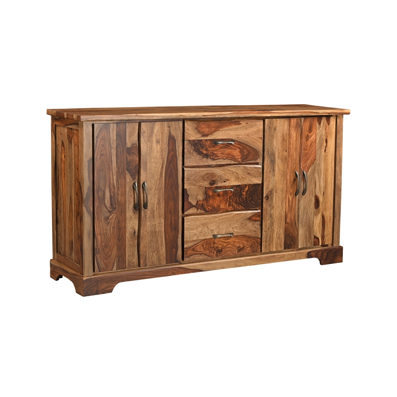 Darcy Brown Live Edge Upholstered Solid Wood Sheesham 8-Piece Dining Set