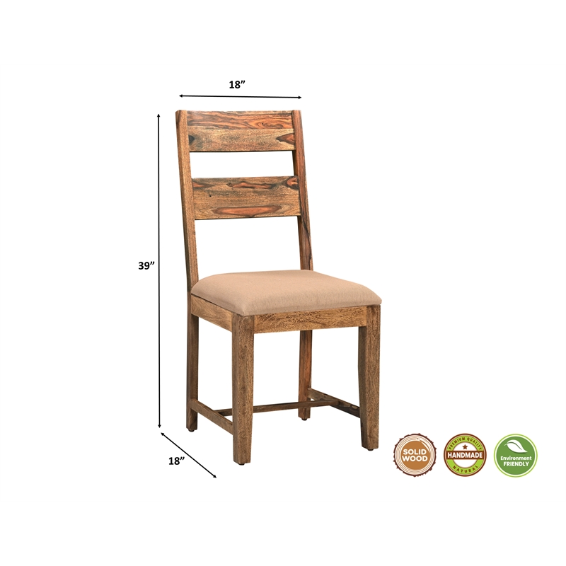 Darcy Brown Live Edge Upholstered Solid Wood Sheesham 6-Piece Dining Set