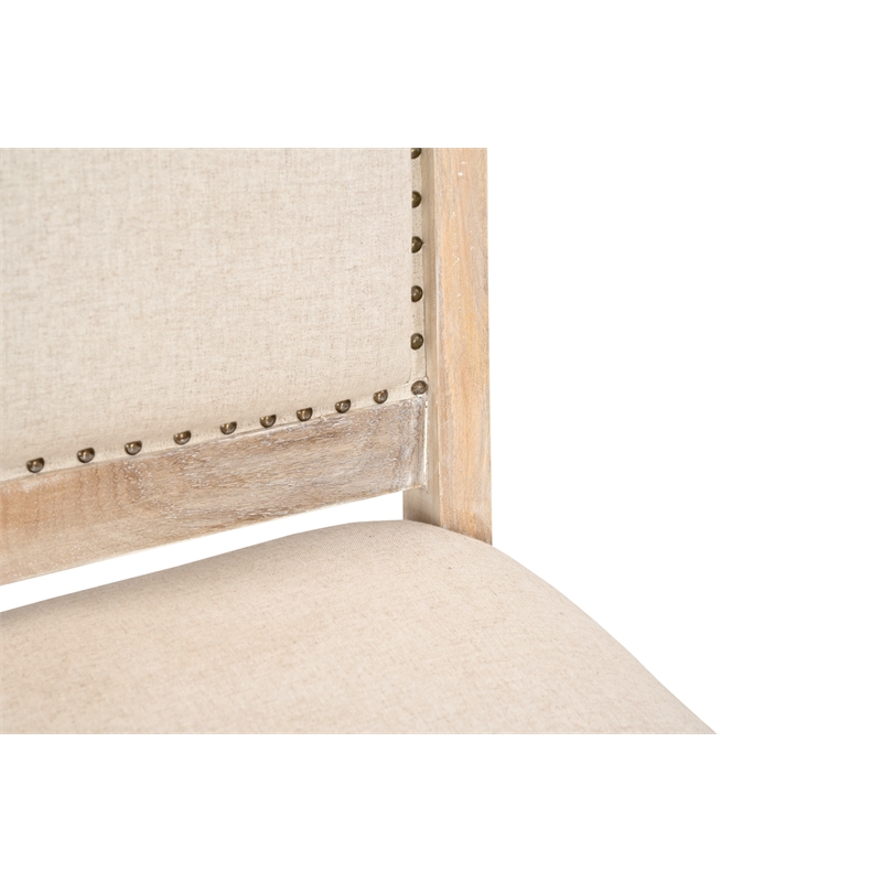 Milton White Floral Carved and Upholstered Solid Wood Mango 7-Piece Dining Set