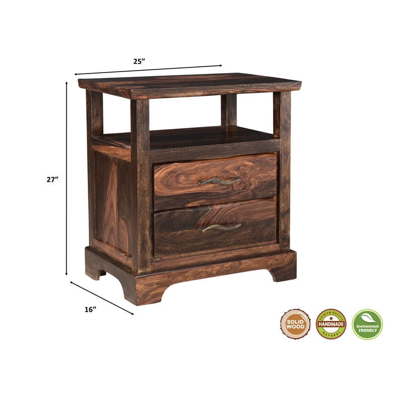 Darcy Brown Live Edge Solid Wood Sheesham 5-Piece Queen Bedroom Set